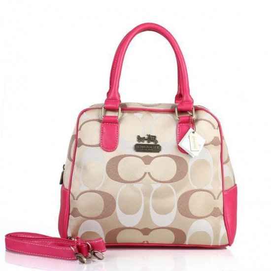 Coach Georgie In Signature Medium Pink Khaki Satchels ETY - Click Image to Close